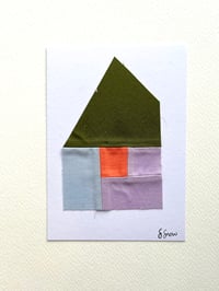 A6 Mini quilt, Lilac, khaki, pale blue and orange