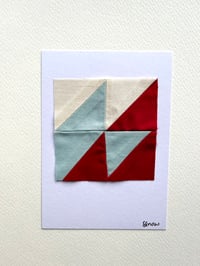 A6 Mini quilt- Blue red and white