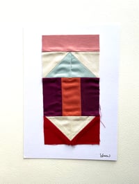 A5 Mini quilt- pinks, blue, white and red 