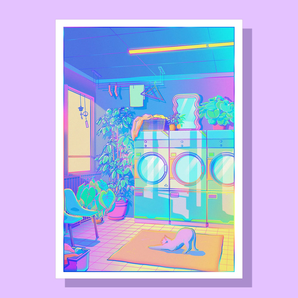 Image of Laundry Blues A3 HOLOGRAPHIC 29.7 cm x 42 cm