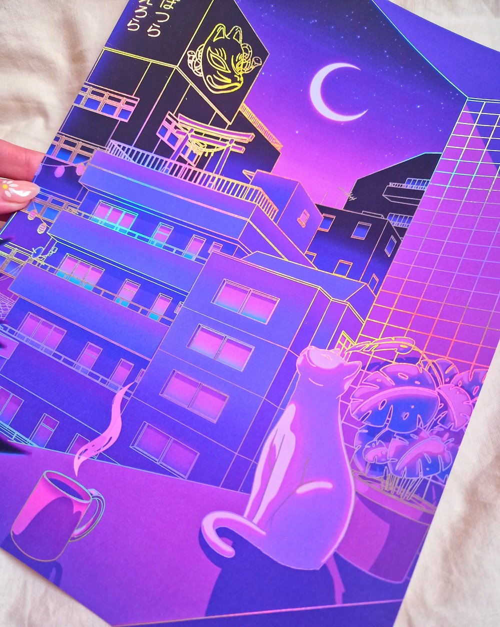 Image of Under The Neon Moon HOLOGRAPHIC PRINT - A4