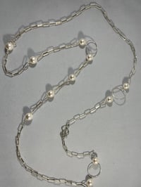 Image 1 of Long silver and pearl necklace