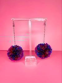 Image 4 of multi color pom pom earrings