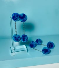 Image 3 of double small pom pom earrings