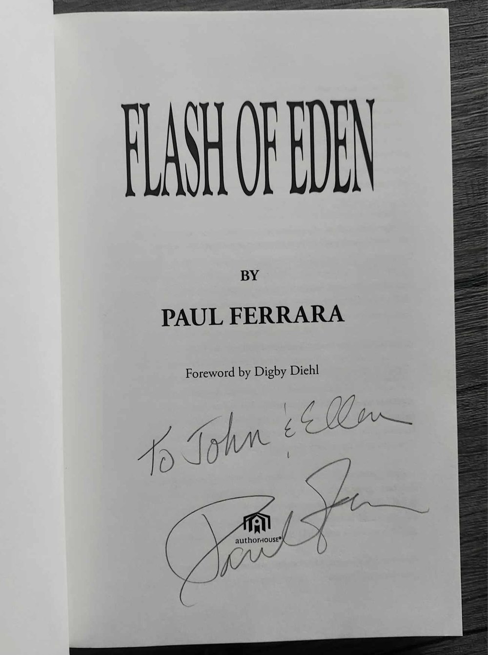 Flash of Eden, Autobiography by Paul Ferrara - SIGNED