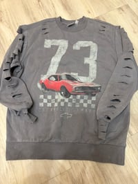 Medium oversized car destroyed sweatshirt