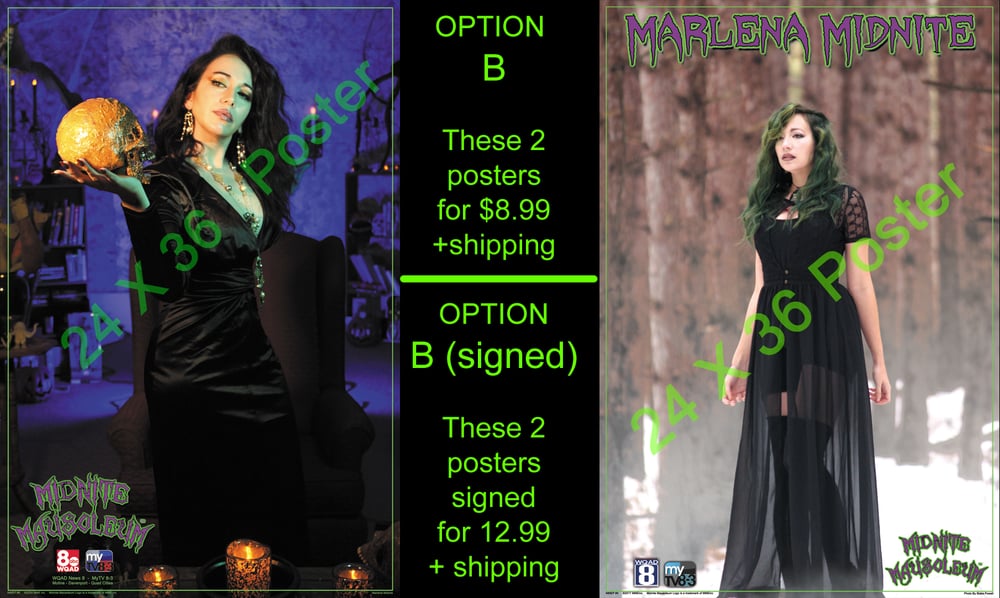 Marlena Midnite & Skull  24 X 36 Poster - Buy 1 Get 1 Free !