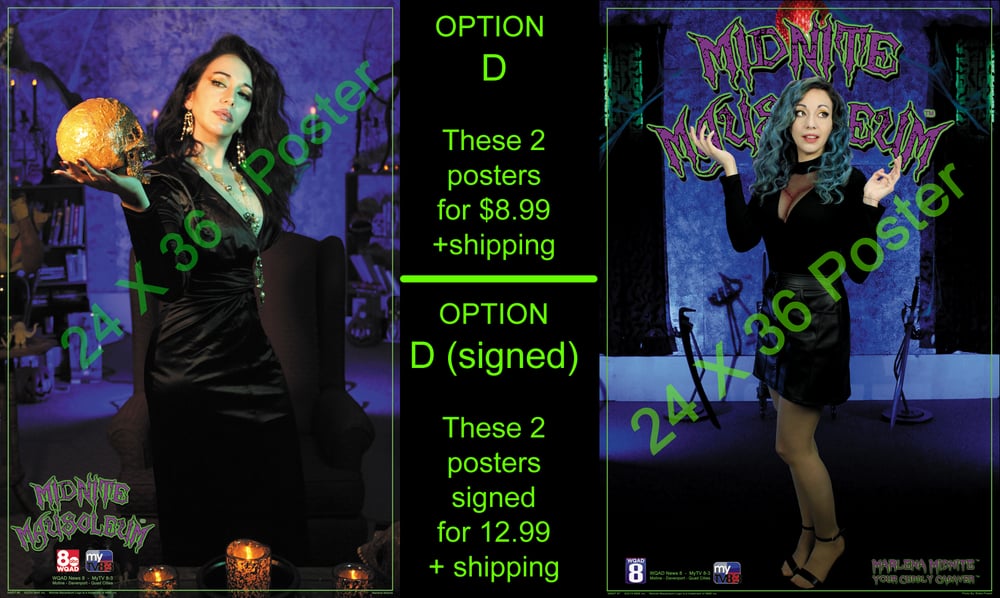 Marlena Midnite & Skull  24 X 36 Poster - Buy 1 Get 1 Free !