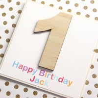 Image 1 of Wooden Birthday Card for Kids. Number Birthday Card.