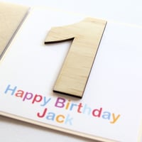 Image 2 of Wooden Birthday Card for Kids. Number Birthday Card.