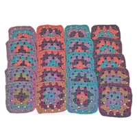 Image 1 of 20 Crochet Granny Squares Violet Turquoise Wisteria Blush Colours Scheme 3-inch
