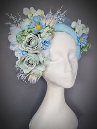 Image 2 of Floral halo headband in baby blues and mint