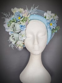 Image 1 of Floral halo headband in baby blues and mint
