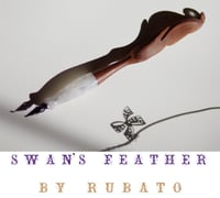 Image 2 of Swan’s feather pen / hand-carved walnut / White