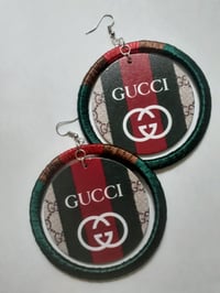 Image 1 of Afrocentric earrings, Escarlet Red Ribbon, Custom jewelry, Wood Earrings