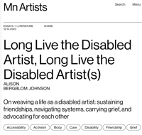 Image 1 of Event 2/6-Reading from Long Live the Disabled Artist, Long Live the Disabled Artist(s) & Other CNF