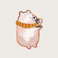 Image 1 of Bear drinking cacao sticker