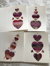 Image 3 of 6 Handmade Greeting Cards Hearts Valentine's Day BEAUTIFUL REDS and PINKS