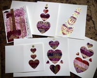 Image 1 of 6 Handmade Greeting Cards Hearts Valentine's Day BEAUTIFUL REDS and PINKS