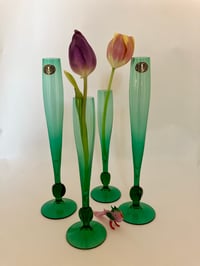 Four Green Glass Bud Vases