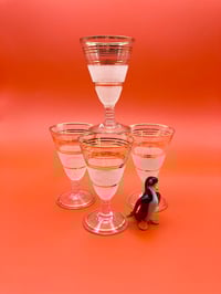 Four Sugar Frosted Stemmed Shot Glasses