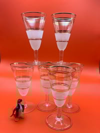 Six Sugar Frosted Stemmed Glasses