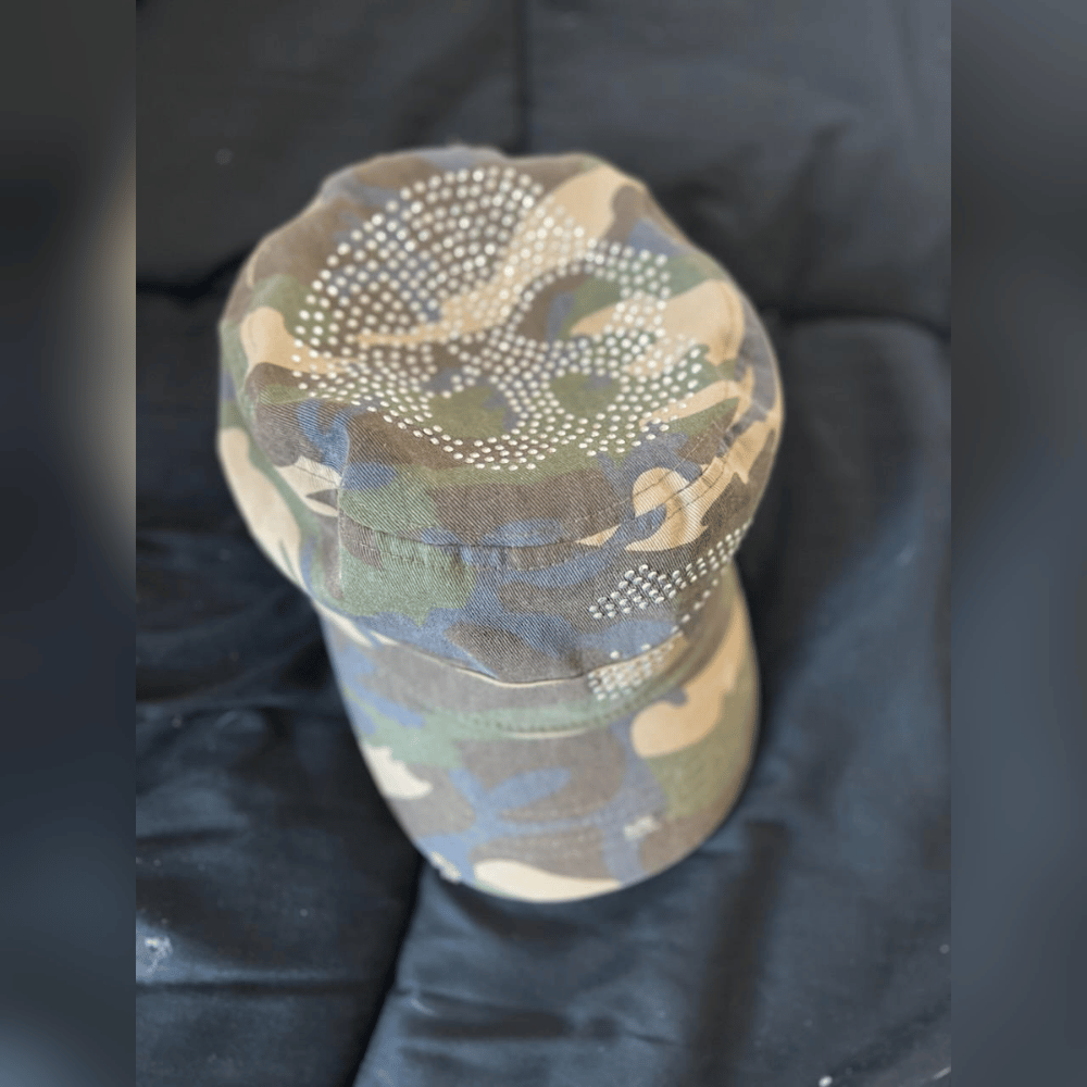 Worn Skull Bling Camo Hat + Free Signed 8x10