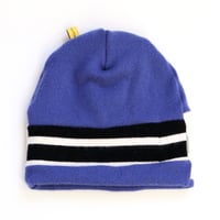 Image 4 of cobalt blue face eyes felt cashmere wool beanie hat courtneycourtney knit sweater warm winter