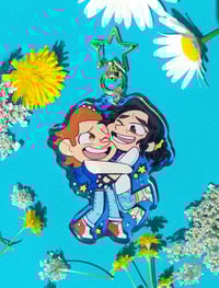 Image 2 of 80s Reagan and Brett Rainbow Acrylic charm