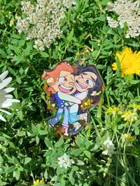 Image 3 of 80s Reagan and Brett Rainbow Acrylic charm