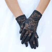 Image 1 of Black Short Lace Gloves