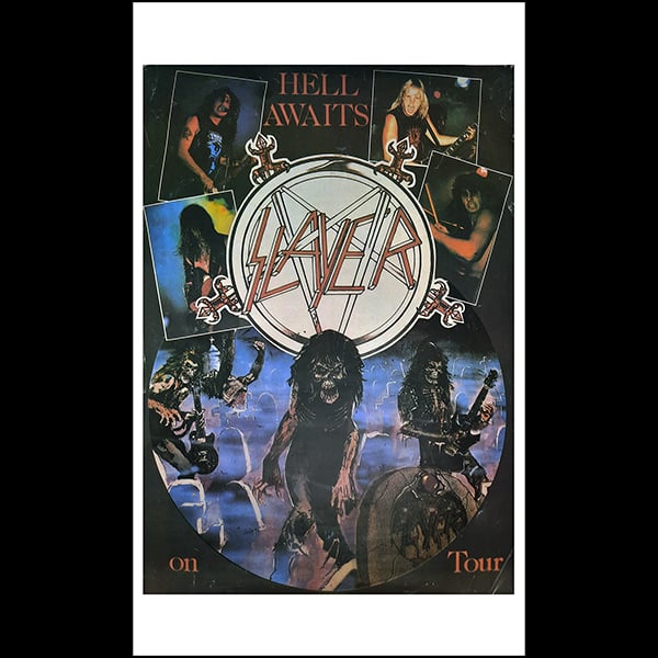 Image of Slayer " Hell Awaits Tour Poster " Flag / Banner / Tapestry