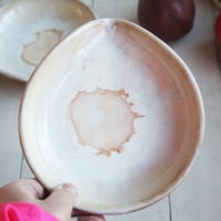 Image 3 of Large Spoon Rest Handcrafted Pottery Spoon Holder in White and Ocher Glaze