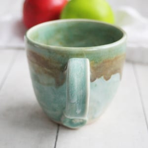 Image of Shades of Green Stoneware Mug, 11 Ounce Pottery Mug, Made in USA