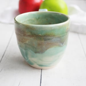 Image of Shades of Green Stoneware Mug, 11 Ounce Pottery Mug, Made in USA