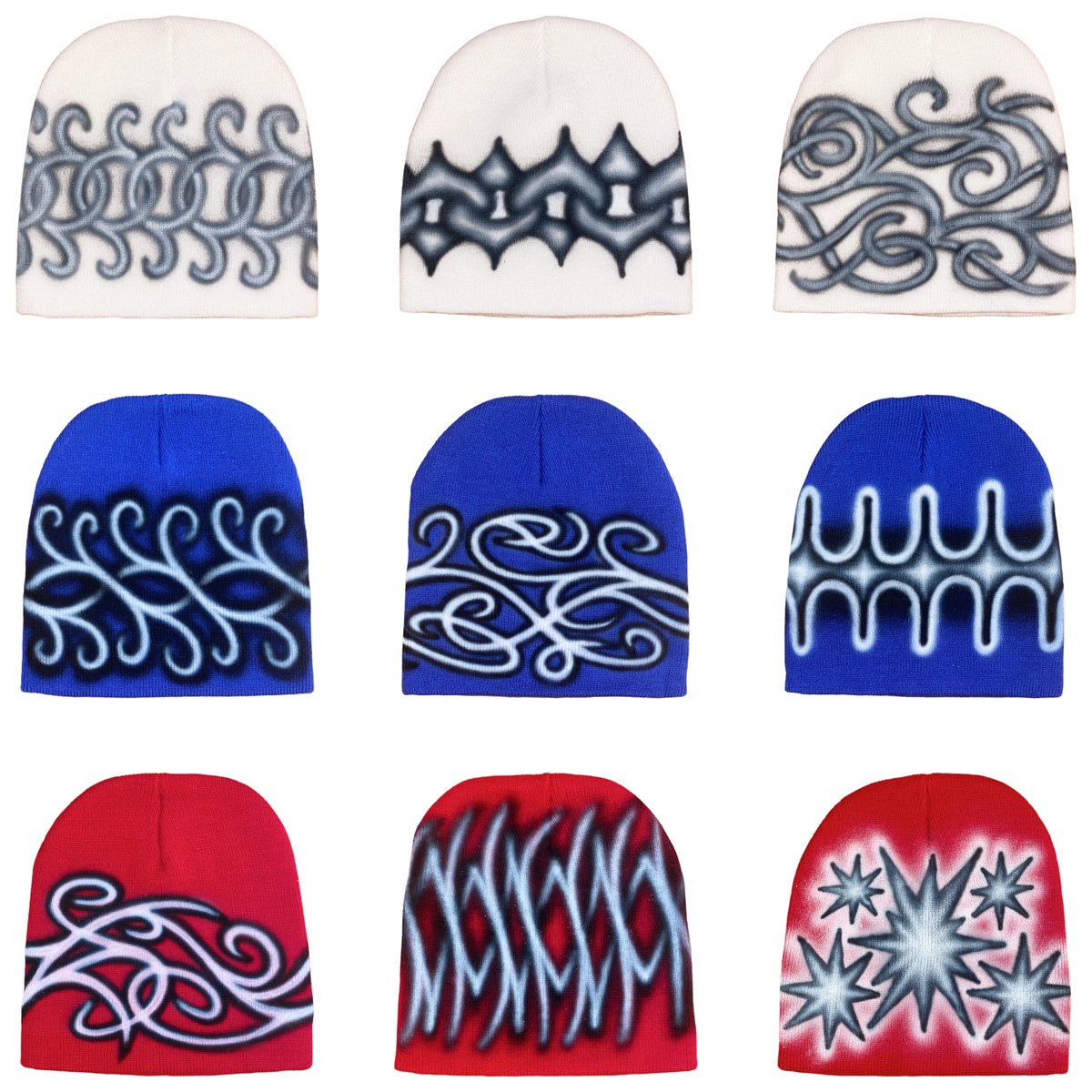 Image of 1 of 1 Beanies - White / Red / Blue