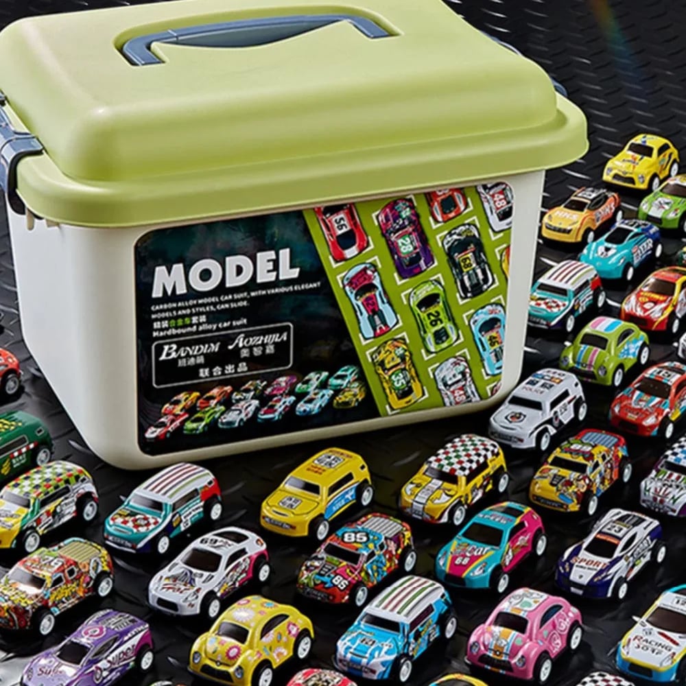 Mini Alloy Car Model Set with Storage Box Diecast Car Toys 