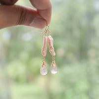 Image 2 of Rose Quartz Earrings Keshi Pearl 14kt Gold-filled