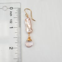 Image 3 of Rose Quartz Earrings Keshi Pearl 14kt Gold-filled