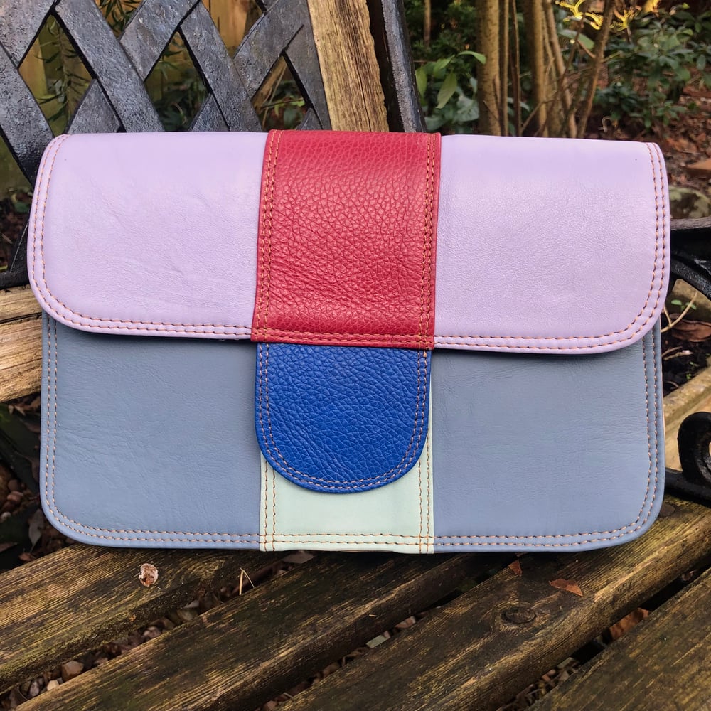Image of Harlequin Collection - Multi-Coloured Recycled Leather Front #8B
