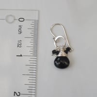 Image 3 of Black Tourmaline Earrings Sterling Silver Circle