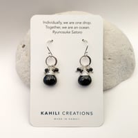 Image 4 of Black Tourmaline Earrings Sterling Silver Circle