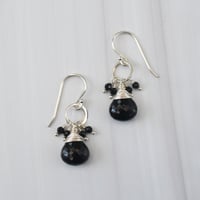 Image 5 of Black Tourmaline Earrings Sterling Silver Circle