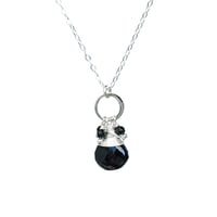 Image 1 of Black Tourmline Necklace Circle Sterling Silver