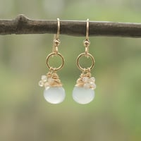 Image 3 of Seafoam Chalcedony Earrings 14kt Gold-filled Opal