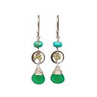 Image 1 of Green Chalcedony Earrings Turquoise Peridot