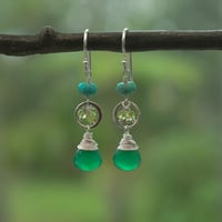 Image 3 of Green Chalcedony Earrings Turquoise Peridot