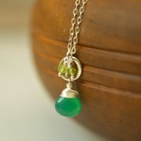 Image 4 of Green Chalcedony Necklace Sterling Silver Peridot