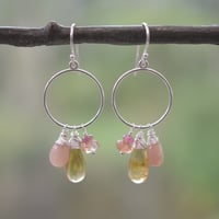 Image 3 of Citrine Gemstone Cluster Earrings Sterling Silver