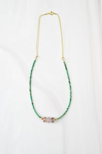 Image 4 of Moss Amethyst Turquoise Necklace 14kt Gold-filled